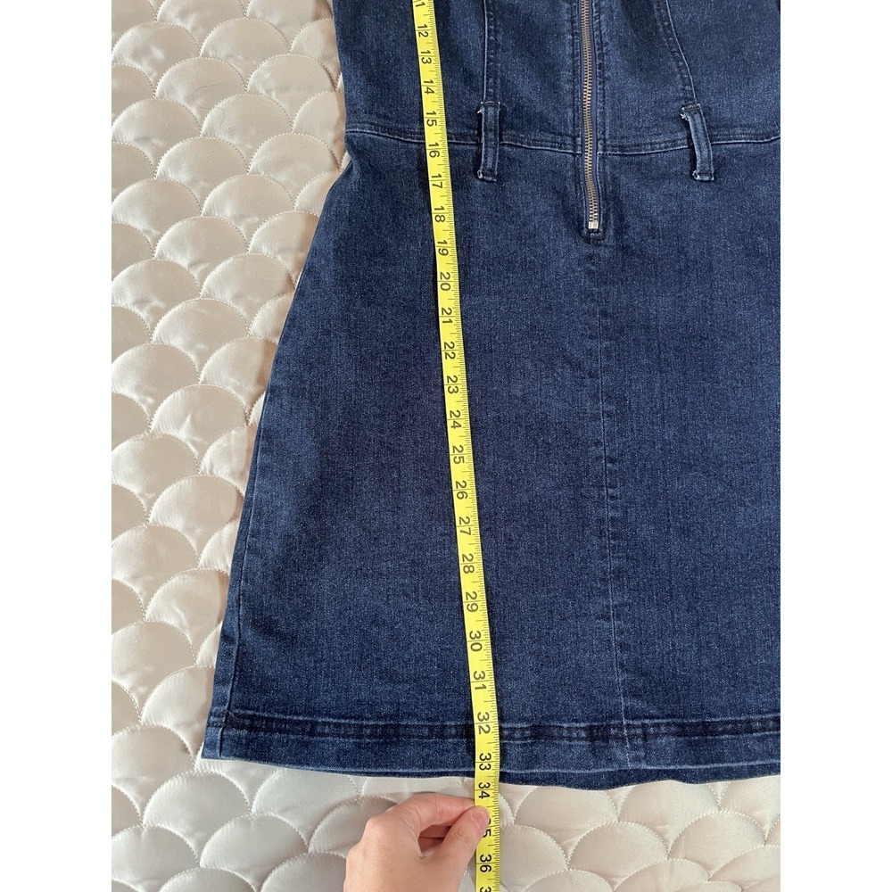 Peace Love Eco By Rewash Denim Stretch Zip Up Mini Dress Sz Med Western - Picture 3 of 6
